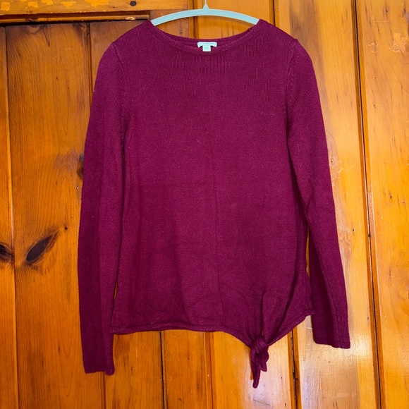 Elegant wool blend Maroon Crew Neck Sweater - Picture 1 of 5